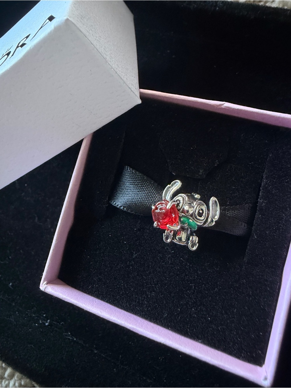 Disney Stitch Rose Murano Glass Charm